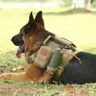 Toptie Tactical Service Dog Harness Dog Training Vest Pet Harness With Molle Pouches And Bottle Holder