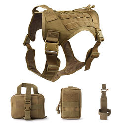 Toptie Tactical Service Dog Harness Dog Training Vest Pet Harness With Molle Pouches And Bottle Holder
