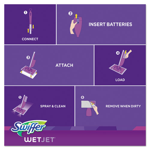 Swiffer (Price/CT)Swiffer 92811 WetJet Mop Starter Kit, 46" Handle, Silver/Purple, 2/Carton