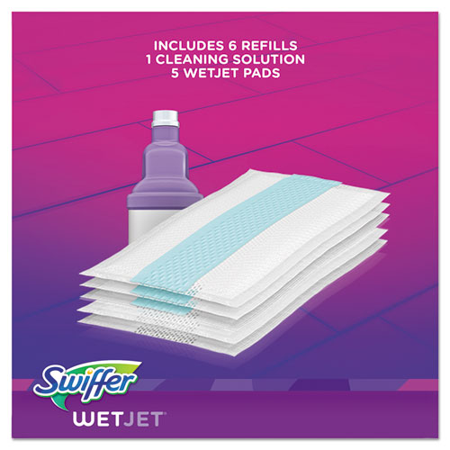 Swiffer (Price/CT)Swiffer 92811 WetJet Mop Starter Kit, 46" Handle, Silver/Purple, 2/Carton