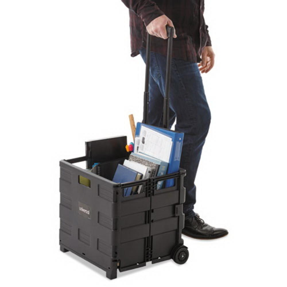 Universal Studios (Price/EA)Universal UNV14110 Collapsible Mobile Storage Crate, 18 1/4 x 15 x 18 1/4 to 39 3/8, Black