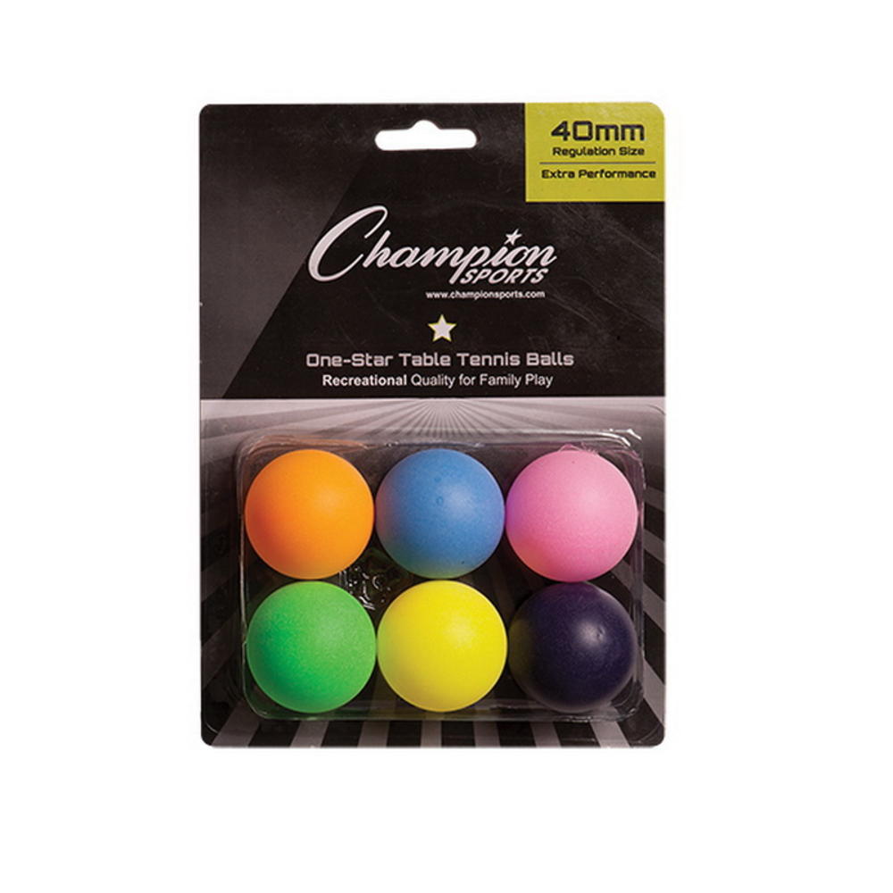 Champion Sports (Price/Pack of 6)Champion Sports 1STR6MP 1Star Table Tennis 6/Multi Color Pack