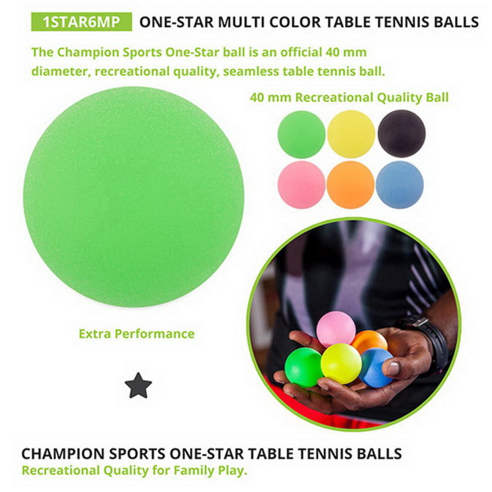 Champion Sports (Price/Pack of 6)Champion Sports 1STR6MP 1Star Table Tennis 6/Multi Color Pack