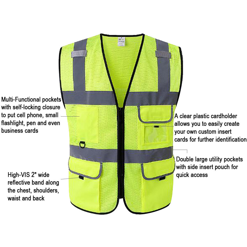 GOGO Men 5 Pockets Ultra Cool Mesh Safety Vest, Mesh Volunteer Vest, ANSI Standard