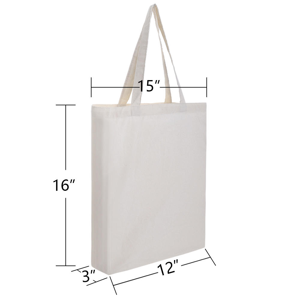 Muka 6-Pack Grocery Tote Bag with Bottom 100% Cotton Canvas Bag 15 x 16 x 3 Inches, Christmas Gift Bag