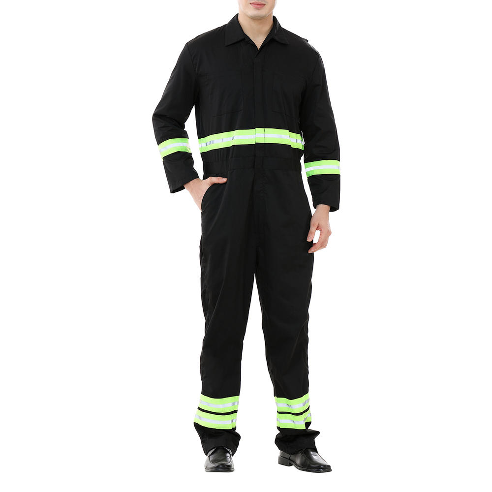 TOPTIE Safety Coverall with Green Reflective Tape, Regular Length