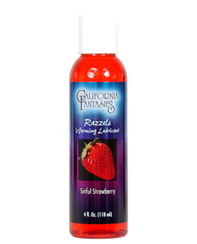 California Fantasies Gift Set Of Razzels sinful strawberry 4oz bottle And a Bottle of Astroglide 2.5 oz