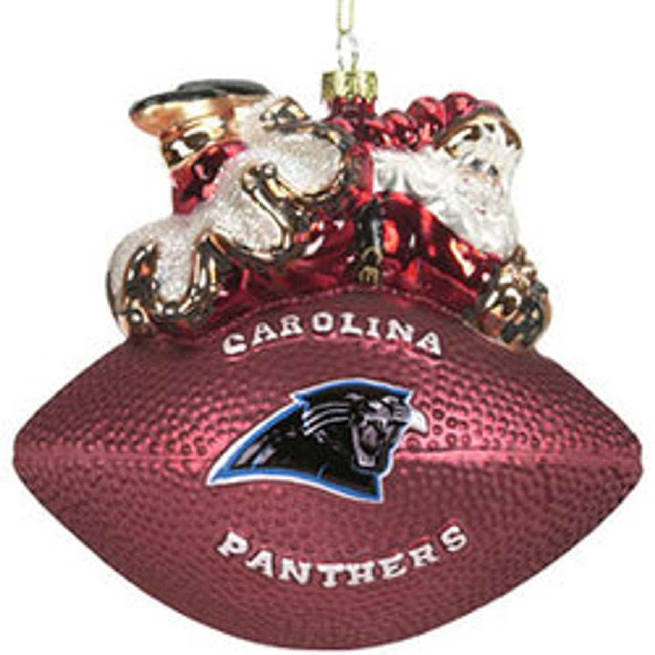 SC Sports Carolina Panthers 5 1/2" Peggy Abrams Glass Football Ornament (Package of 2)