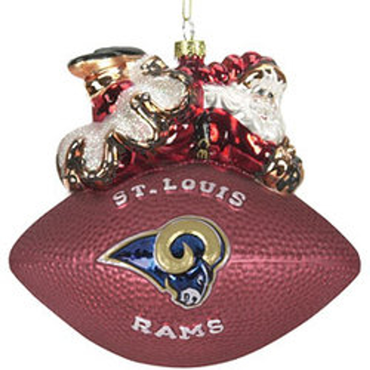 SC Sports St. Louis Rams 5 1/2" Peggy Abrams Glass Football Ornament