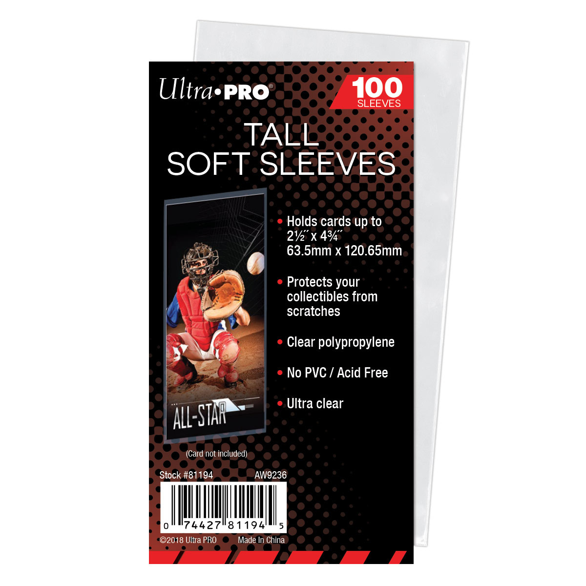 Ultra Pro Card Sleeve - Tall (100 per pack) Ultra Pro Card Sleeve - Tall (100 per pack)