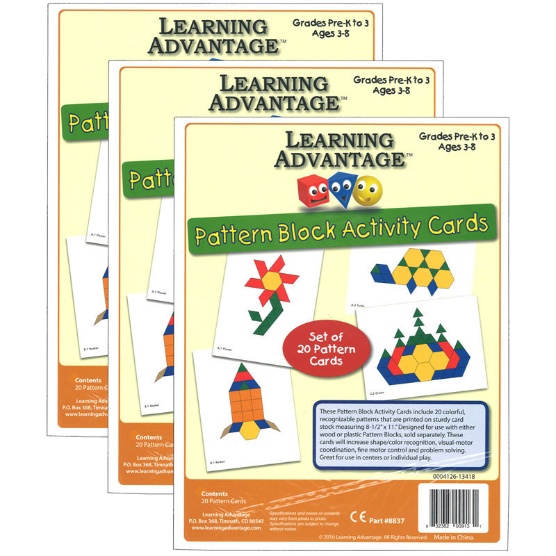 Learning Advantage 3 EA PATTERN BLOCK ACTIVITY CARDS Learning advantage 3 ea pattern block activity cards