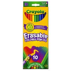 Crayola FORMERLY BINNEY &amp; SMITH BIN684410 ERASABLE COLORED PENCILS 10 COLOR-SET