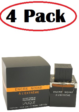 4 Pack of Encre Noire A L'extreme by Lalique Eau De Parfum Spray 3.3 oz