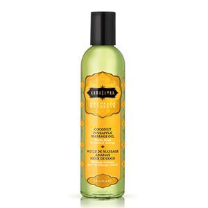 Kama Sutra Gift Set Of  Naturals Massage Oil Coconut Pineapple 8oz And Fetish Fantasy Series Furry Love Cuffs - Black