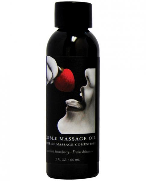 Earthly Body Gift Set Of  Earthly Body Edible Massage Oil Strawberry 2oz And Fetish Fantasy Series Furry Love Cuffs - Black