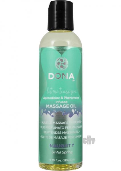 System Jo Gift Set Of  Dona Massage Oil Sinful Spring 4oz And Fetish Fantasy Series Furry Love Cuffs - Black