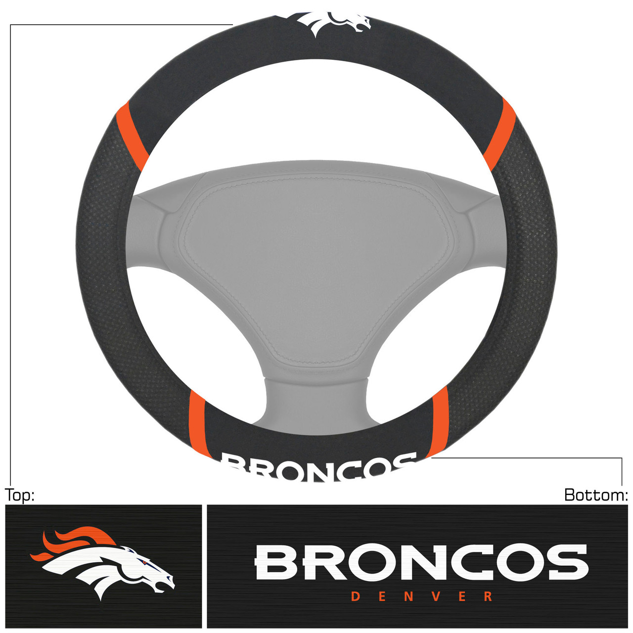 Fanmats Denver Broncos Steering Wheel Cover Mesh/Stitched