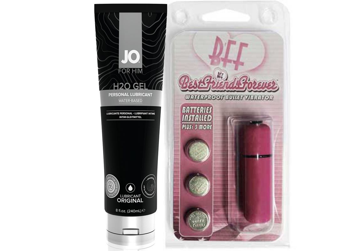 System Jo JO for Men Gel H2O Original 8 fl oz AND a bff Waterproof Vibrating Bullet Pink