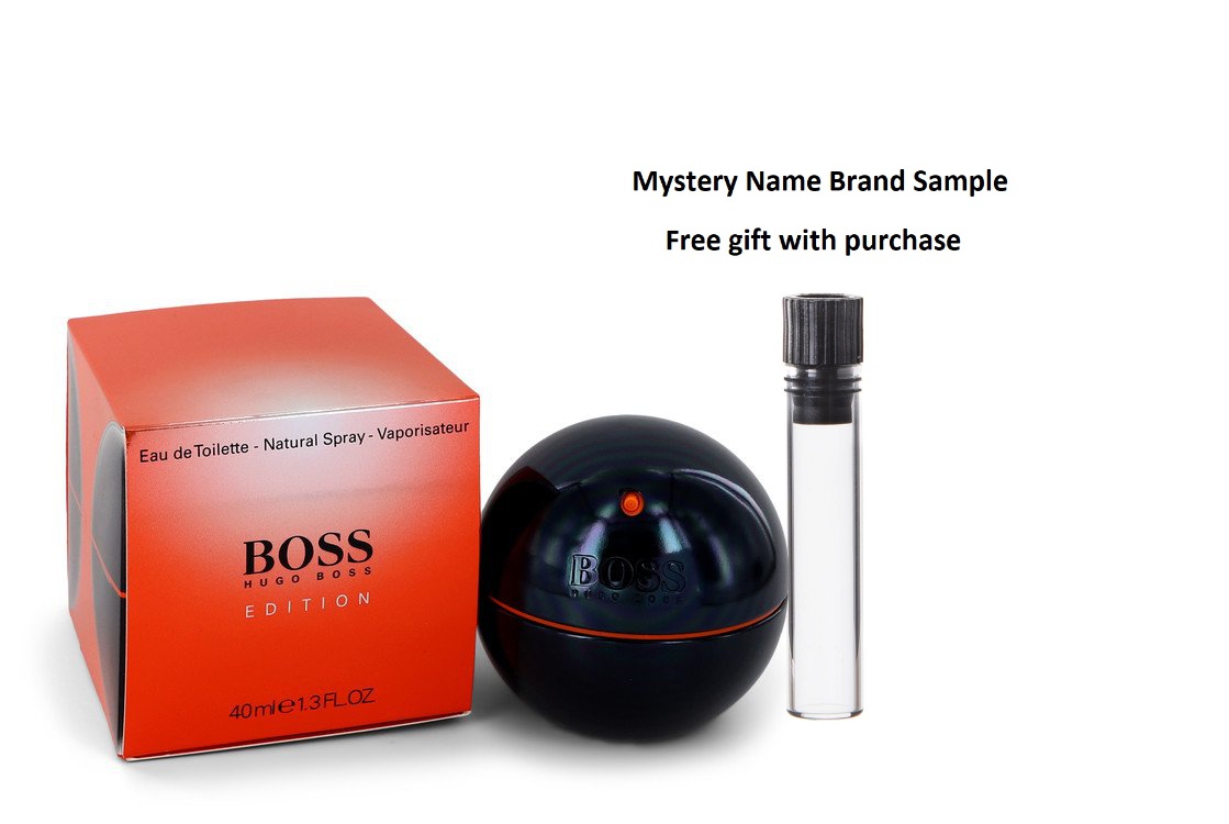 Hugo Boss Boss In Motion Black by Hugo Boss Eau De Toilette Spray 1.3 oz And a Mystery Name brand sample vile