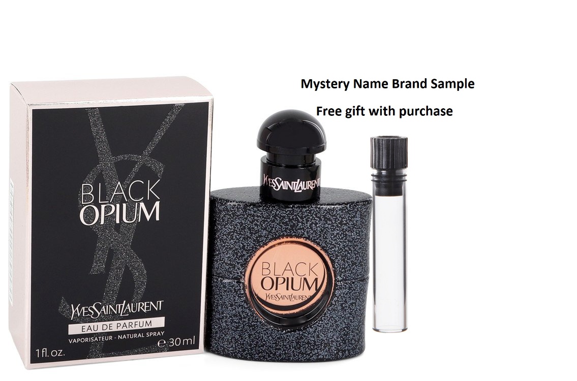 Yves Saint Laurent Black Opium by Yves Saint Laurent Eau De Parfum Spray 1 oz And a Mystery Name brand sample vile