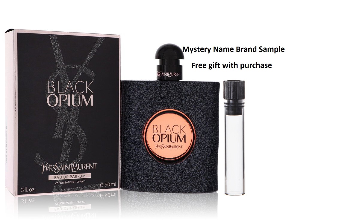 Yves Saint Laurent Black Opium by Yves Saint Laurent Eau De Parfum Spray 3 oz And a Mystery Name brand sample vile