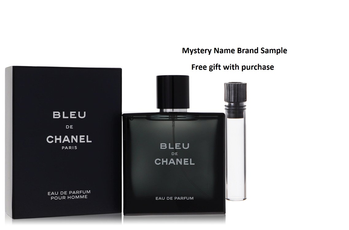 Bleu De Chanel by Chanel Eau De Parfum Spray 3.4 oz And a Mystery Name  brand sample vile