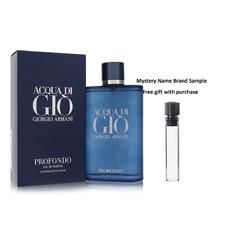Giorgio Armani Acqua Di Gio Profondo by Giorgio Armani Eau De Parfum Spray 6.7 oz And a Mystery Name brand sample vile