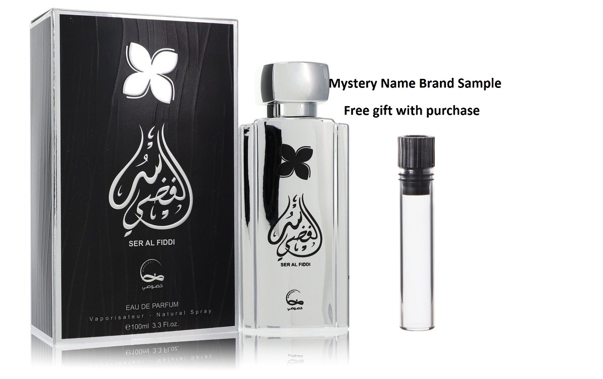 Khususi Ser Al Fiddi by Khususi Eau De Parfum Spray (Unisex) 3.3 oz And a Mystery Name brand sample vile