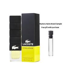 LACOSTE CHALLENGE by Lacoste EDT SPRAY 3 OZ for MEN And a Mystery Name brand sample vile