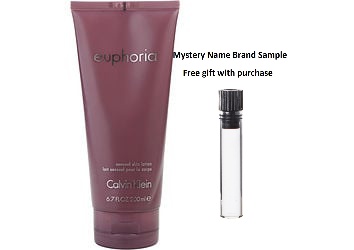 EUPHORIA by Calvin Klein BODY LOTION  OZ for WOMEN And a Mystery Name  brand sample vile