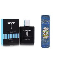 YZY Perfume Gift Set Territoire Eau De Parfum Spray 3.4 oz And a Love & Luck  Mini EDT  .25 oz