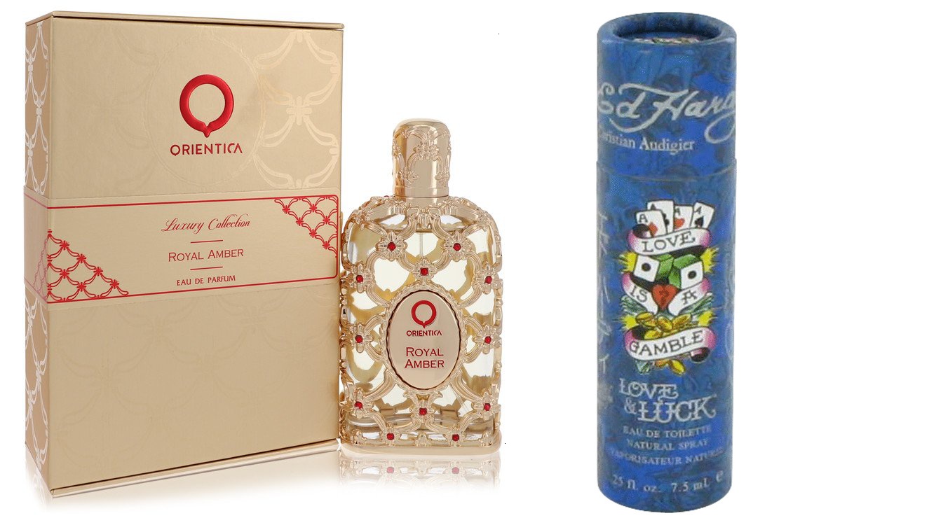Orientica Gift Set Orientica Royal Amber Eau De Parfum Spray (Unisex) 2.7 oz And a Love & Luck  Mini EDT  .25 oz
