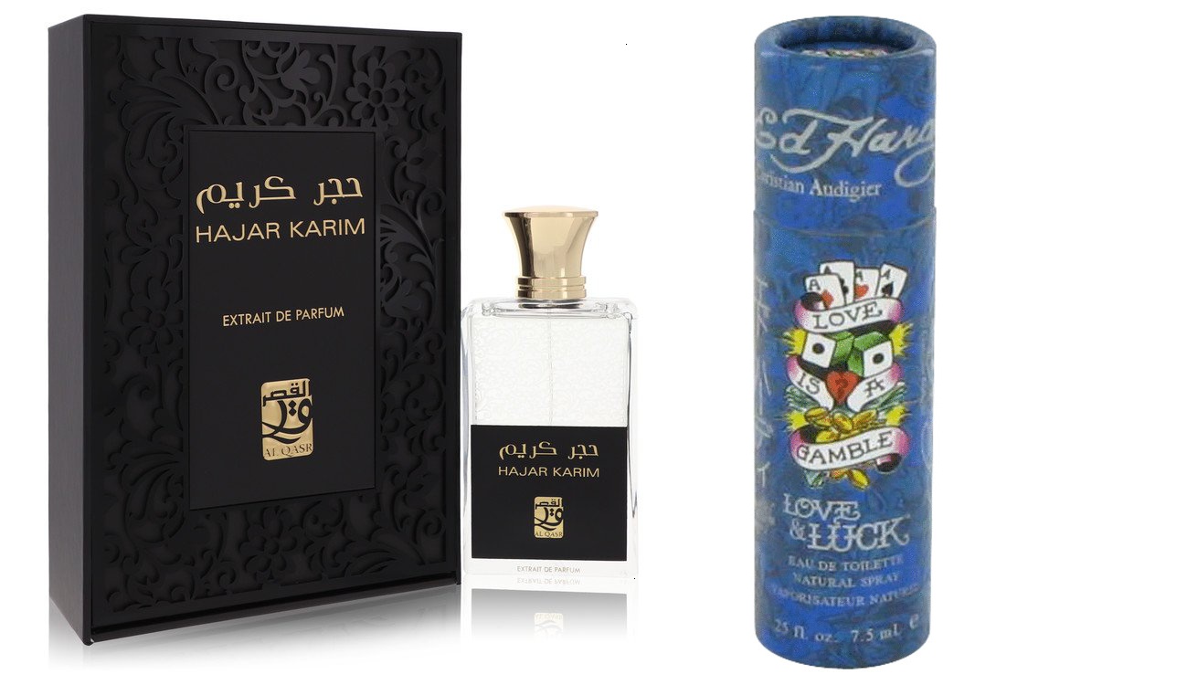 My Perfumes Gift Set Al Qasr Hajar Karim Eau De Parfum Spray (Unisex) 3.4 oz And a Love & Luck  Mini EDT  .25 oz