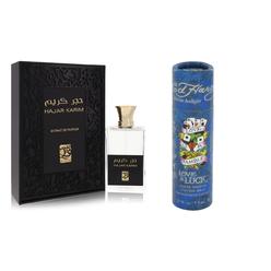 My Perfumes Gift Set Al Qasr Hajar Karim Eau De Parfum Spray (Unisex) 3.4 oz And a Love & Luck  Mini EDT  .25 oz