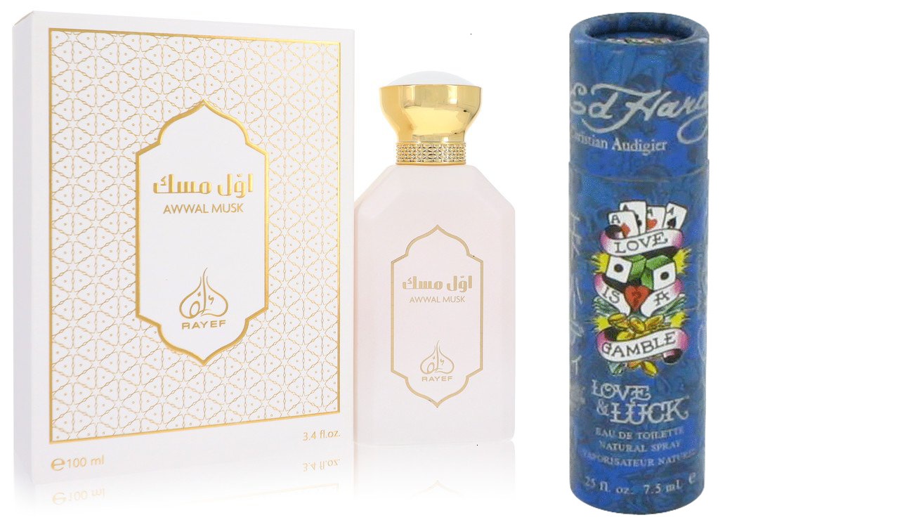 Rayef Gift Set Rayef Awwal Musk Eau De Parfum Spray (Unisex) 3.4 oz And a Love & Luck  Mini EDT  .25 oz
