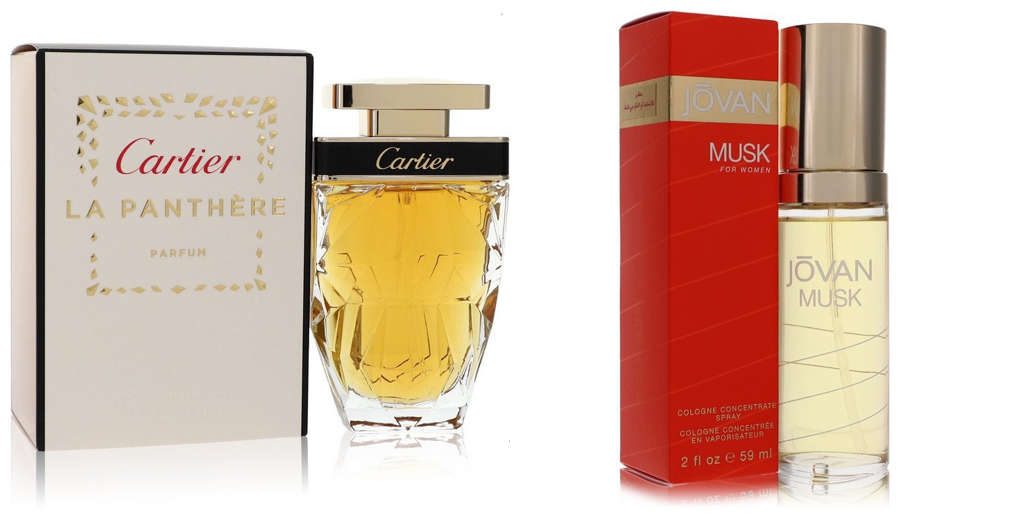 Cartier Set of Womens Cartier La Panthere Cartier Parfum Spray 1.6 oz And a JOVAN MUSK Cologne Concentrate Spray 2 oz