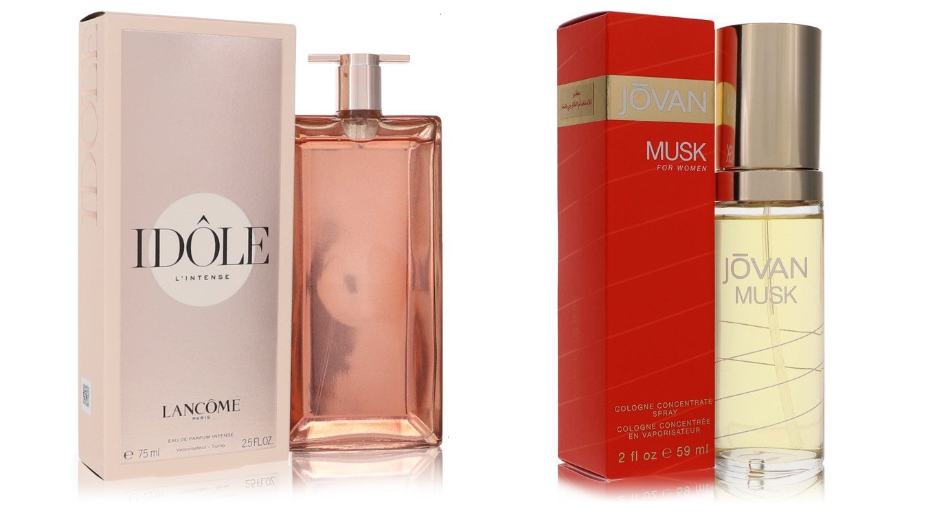 Lancome Set of Womens Idole L'intense Lancome EDP Spray 2.5 oz And a JOVAN MUSK Cologne Concentrate Spray 2 oz