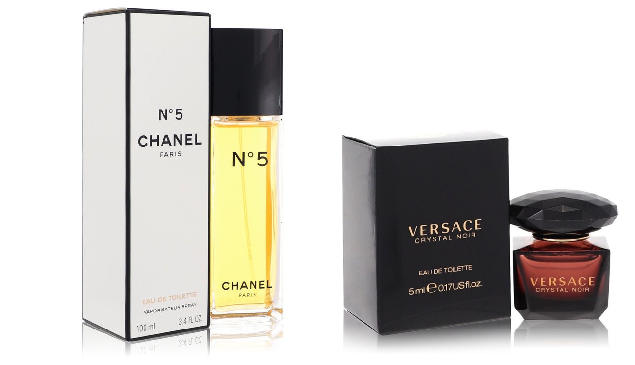 Set of Womens CHANEL No. 5 Chanel EDT Spray 3.4 oz And a Crystal Noir Mini  EDT .17 oz