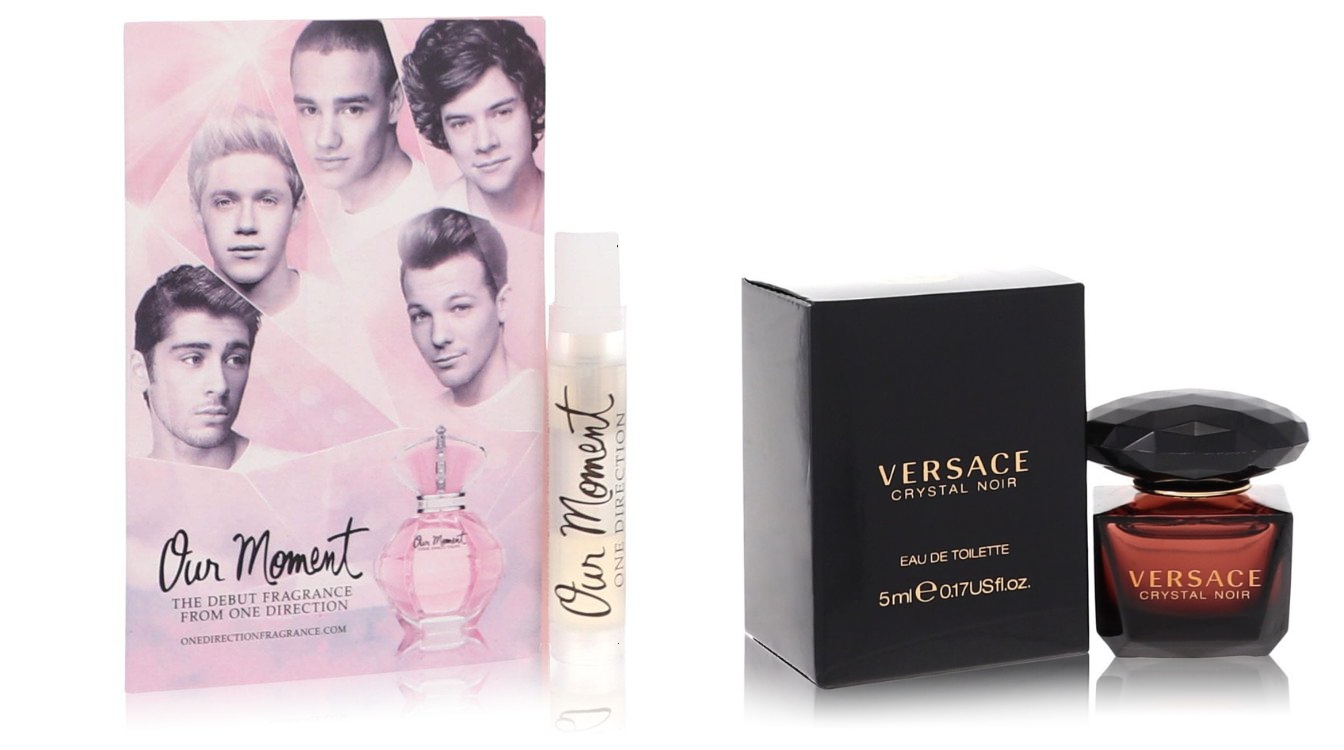 One Direction Set of Womens Our Moment One Direction Vial (Sample) .02 oz And a Crystal Noir Mini EDT .17 oz