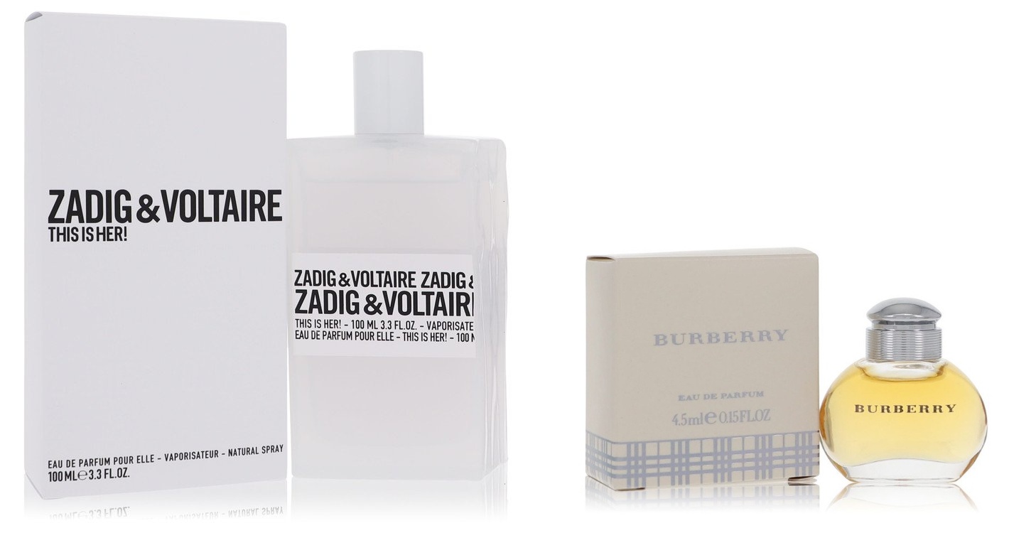 Zadig & Voltaire Set of Womens This is Her Zadig & Voltaire EDP Spray 3.4 oz And a BURBERRY Mini EDP .17 oz