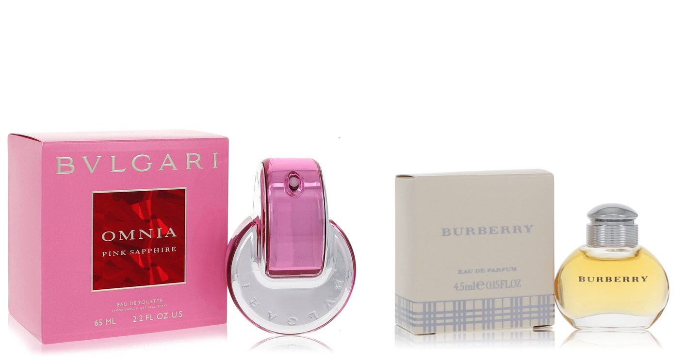 Bvlgari Set of Womens Omnia Pink Sapphire Bvlgari EDT Spray 2.2 oz And a BURBERRY Mini EDP .17 oz