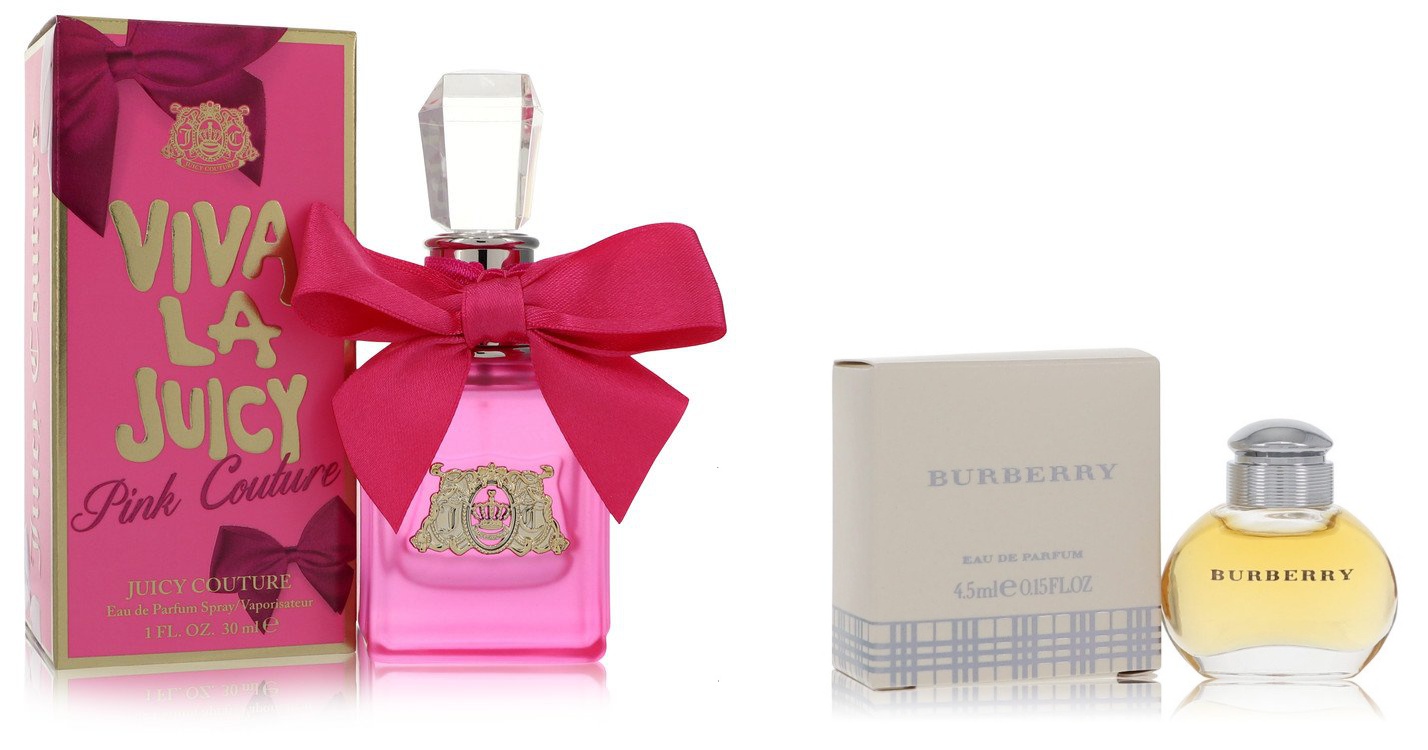 Juicy Couture Set of Womens Viva La Juicy Pink Couture Juicy Couture EDP Spray 1 oz And a BURBERRY Mini EDP .17 oz