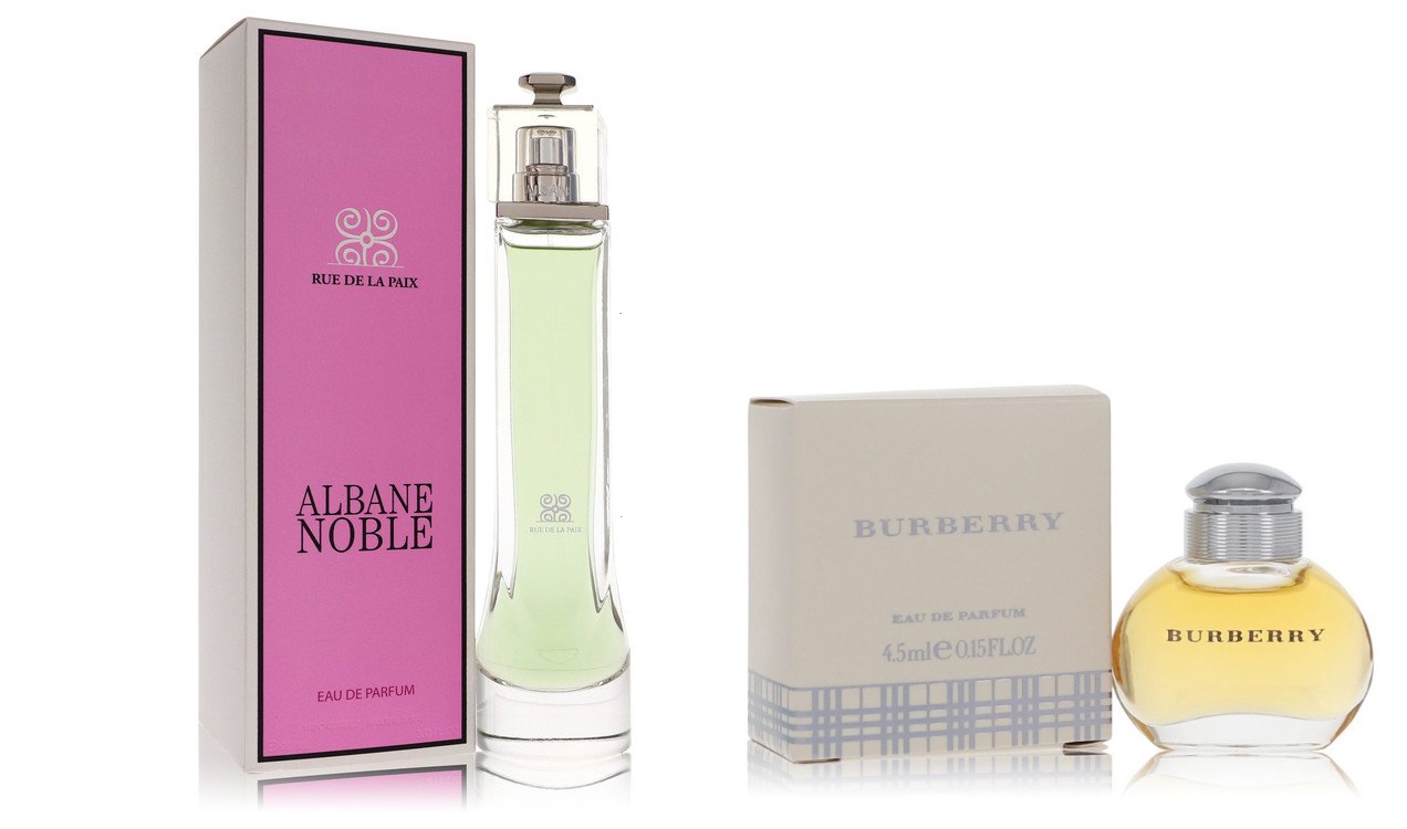 Parisis Parfums Set of Womens Albane Noble Rue De La Paix Parisis Parfums EDP Spray 3 oz And a BURBERRY Mini EDP .17 oz