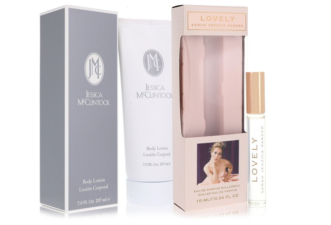 Jessica McClintock Cologne bundle of Womens JESSICA Mc CLINTOCK by Jessica McClintock Body Lotion 7 oz And a Lovely Mini EDP Roll-On Pen .34 oz