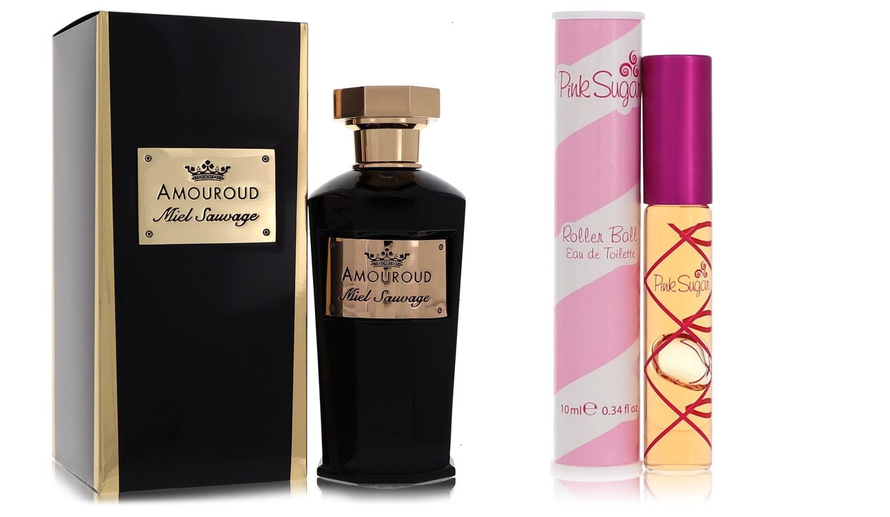 Amouroud Cologne bundle of Womens Miel Sauvage by Amouroud Eau De Parfum  Spray (Unisex) 3.4 oz And a Pink Sugar Roller Ball .34 oz