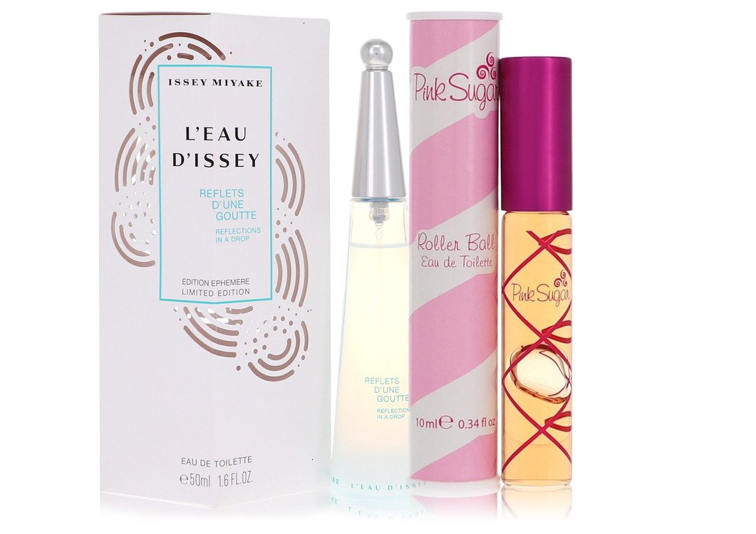 Issey Miyake  Set of Womens L'eau D'issey Reflection In A Drop by Issey Miyake EDT Spray 1.7 oz And a Pink Sugar Roller Ball .34 oz