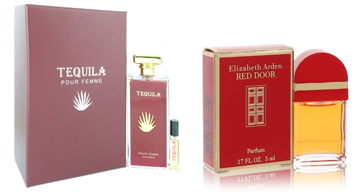 Tequila Perfumes Set   Tequila Pour Femme Red  Tequila Perfumes EDP Spray + Free .17 oz Mini EDP Spray 3.3 oz And a  RED DOOR Mini EDP .17 oz
