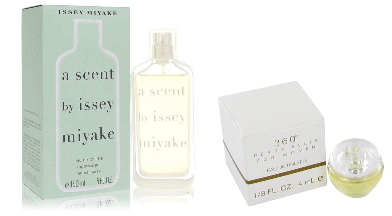 Issey Miyake Set of Womens A Scent by Issey Miyake EDT Spray 5 oz And a perry ellis 360 Mini EDT .13 oz