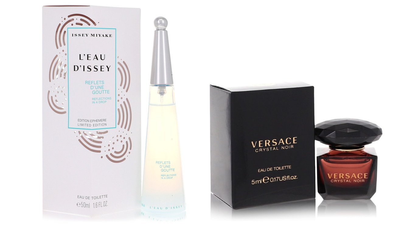 Issey Miyake Set of Womens L'eau D'issey Reflection In A Drop Issey Miyake EDT Spray 1.7 oz And a Crystal Noir Mini EDT .17 oz