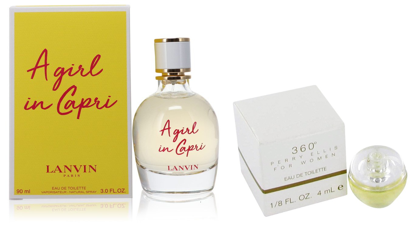 Lanvin Set of Womens A Girl in Capri by Lanvin EDT Spray 3 oz And a perry ellis 360 Mini EDT .13 oz